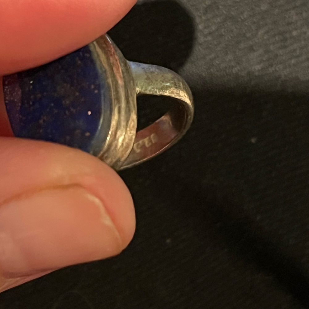 Silver ring blue stone with speckles 925 sterling - Picture 5 of 9